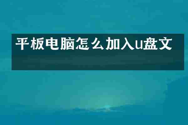 平板电脑怎么加入u盘文件