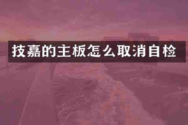 技嘉的主板怎么取消自检