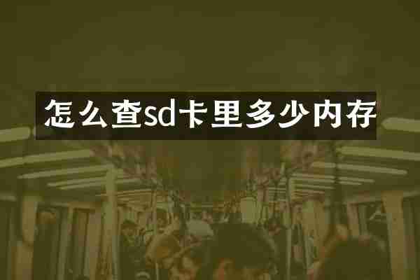 怎么查sd卡里多少内存
