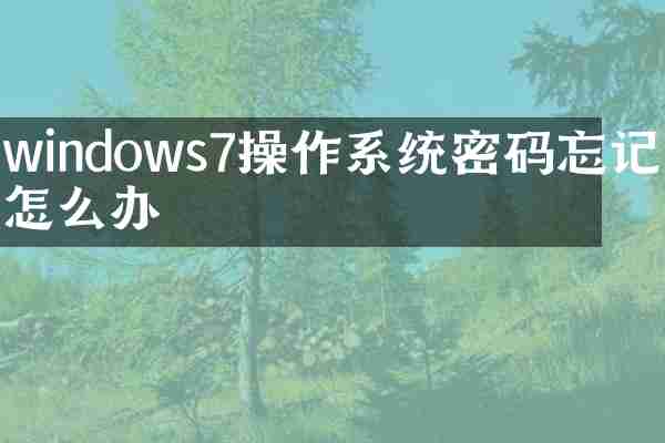 windows7操作系统密码忘记了怎么办