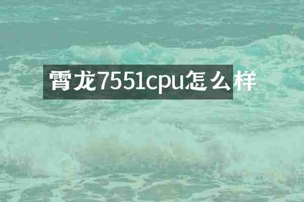霄龙7551cpu怎么样