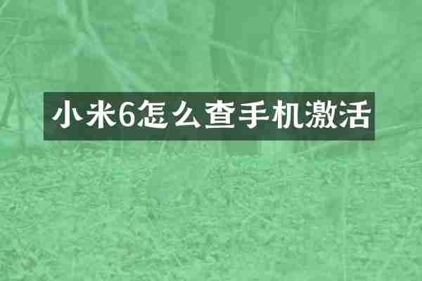 小米6怎么查手机激活