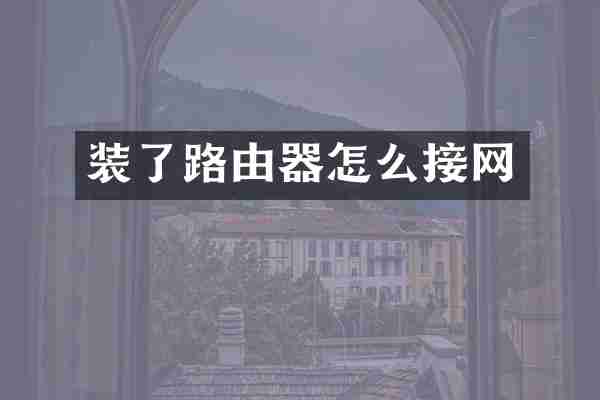 装了路由器怎么接网