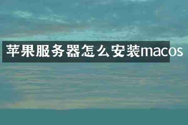 苹果服务器怎么安装macos