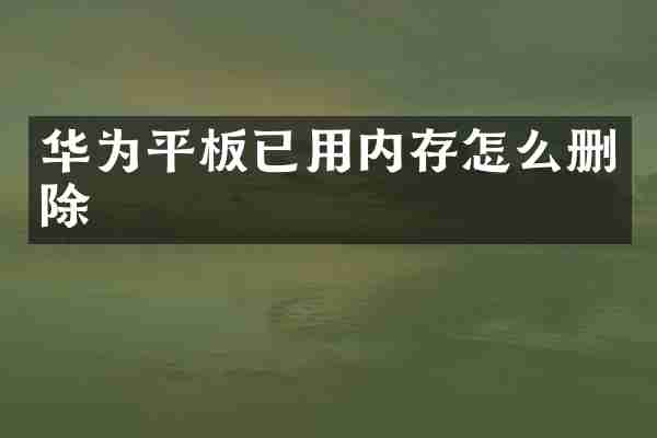 华为平板已用内存怎么删除