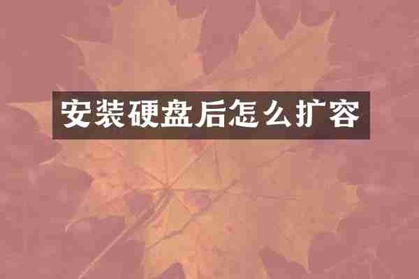 安装硬盘后怎么扩容