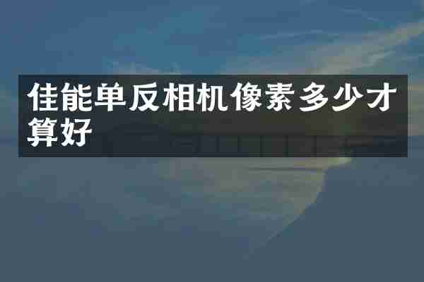 佳能单反相机像素多少才算好