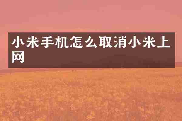 小米手机怎么取消小米上网