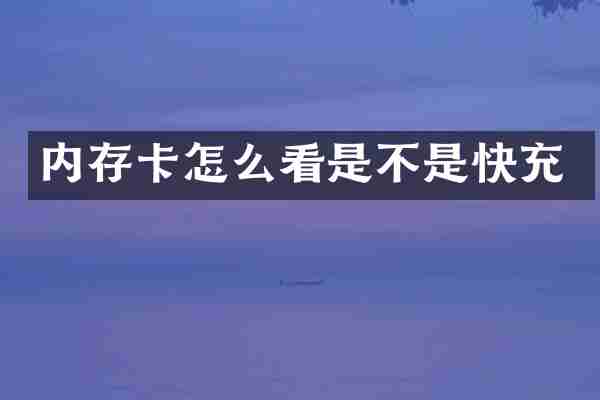 内存卡怎么看是不是快充