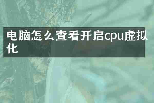 电脑怎么查看开启cpu虚拟化