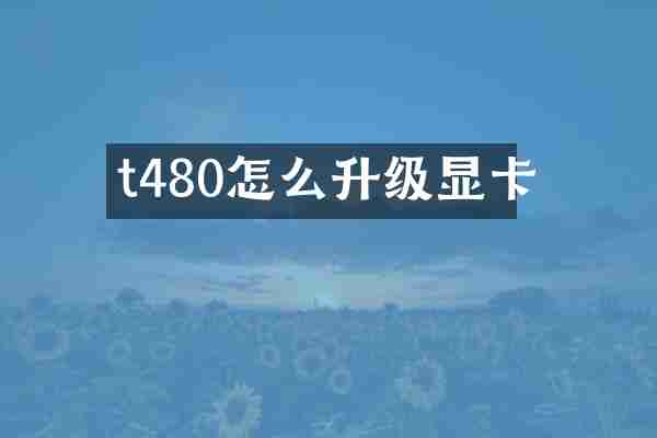 t480怎么升级显卡