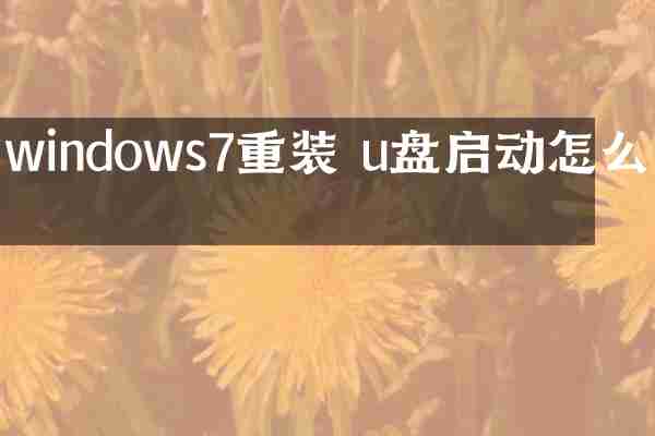 windows7重装 u盘启动怎么办