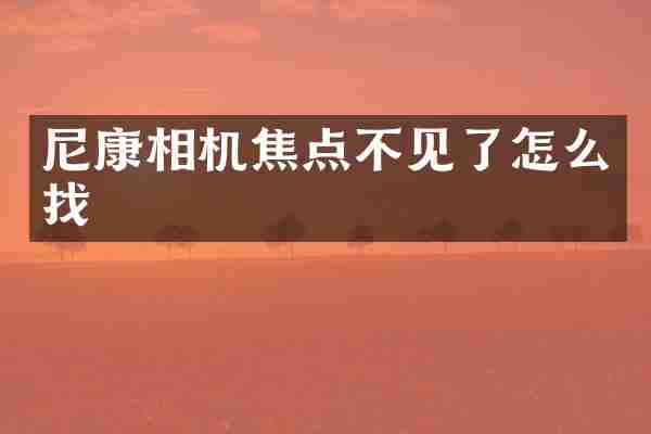 尼康相机焦点不见了怎么找