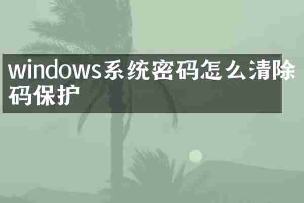 windows系统密码怎么清除密码保护