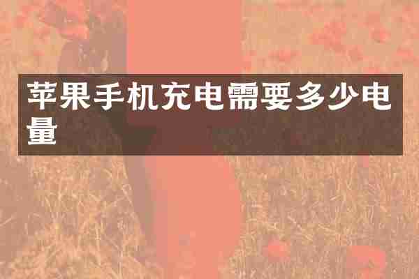 苹果手机充电需要多少电量