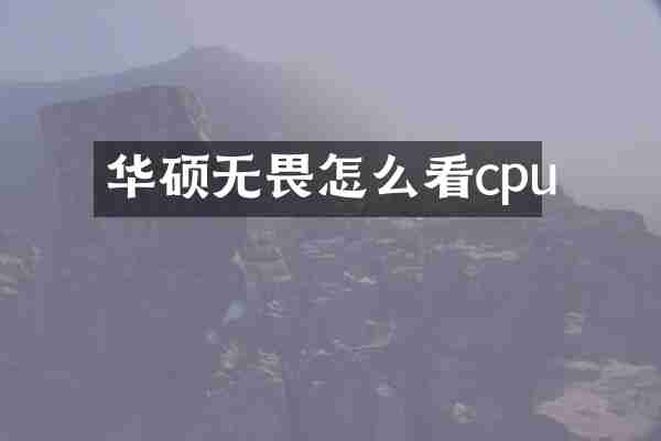 华硕无畏怎么看cpu