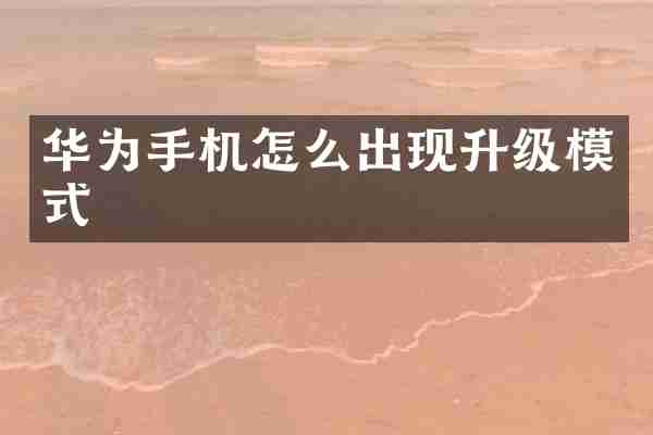 华为手机怎么出现升级模式