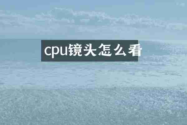 cpu镜头怎么看