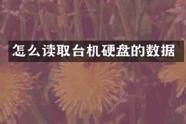 怎么读取台机硬盘的数据