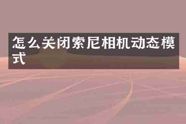 怎么关闭索尼相机动态模式