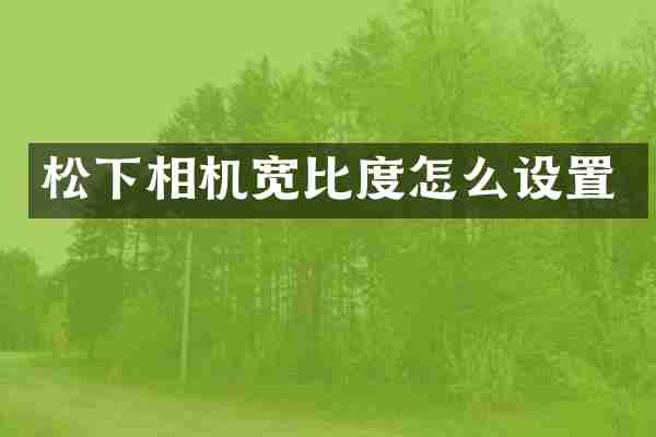 松下相机宽比度怎么设置