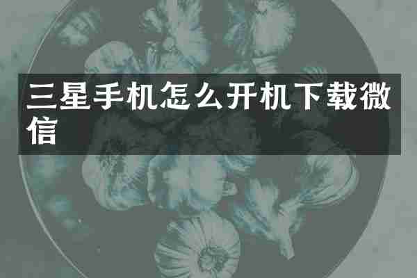 三星手机怎么开机下载微信