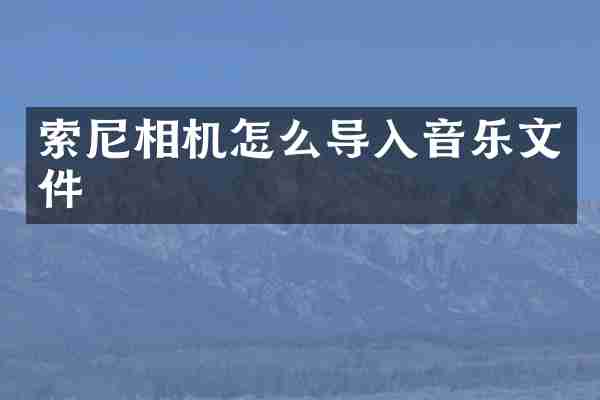索尼相机怎么导入音乐文件