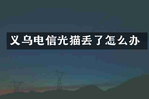 义乌电信光猫丢了怎么办