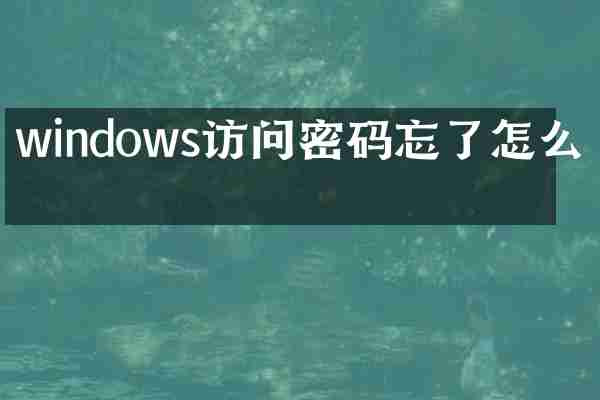 windows访问密码忘了怎么办