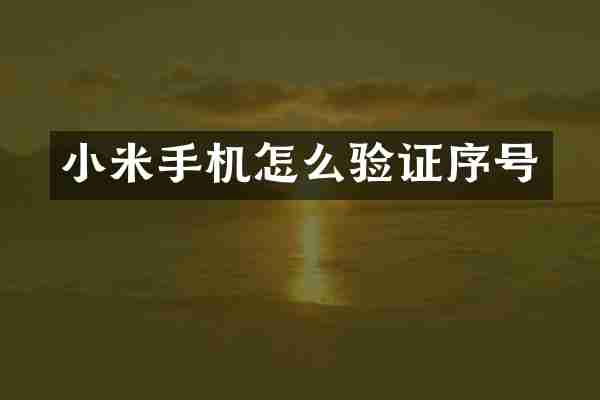 小米手机怎么验证序号