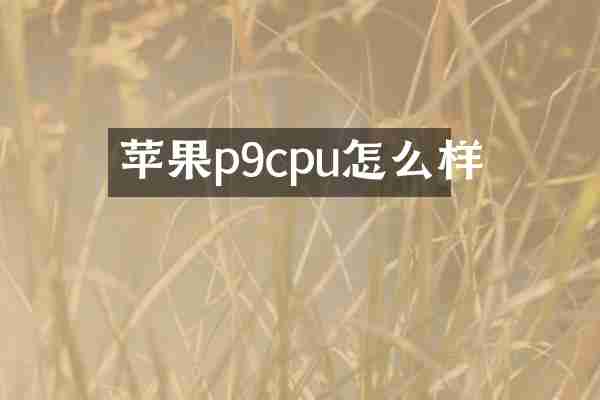苹果p9cpu怎么样