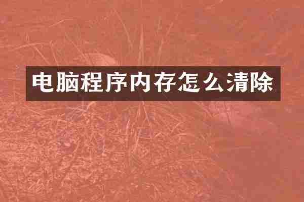 电脑程序内存怎么清除