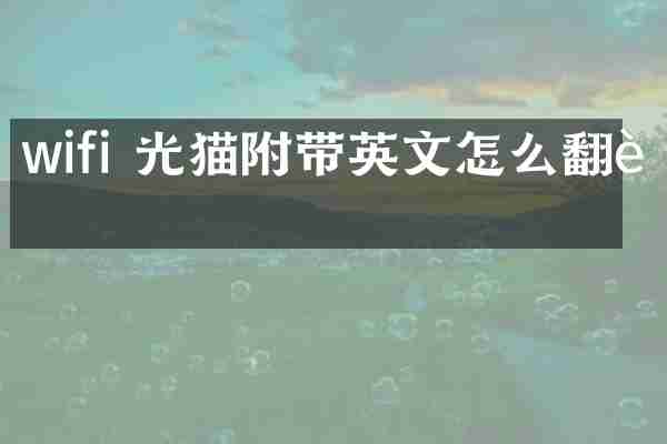 wifi 光猫附带英文怎么翻译