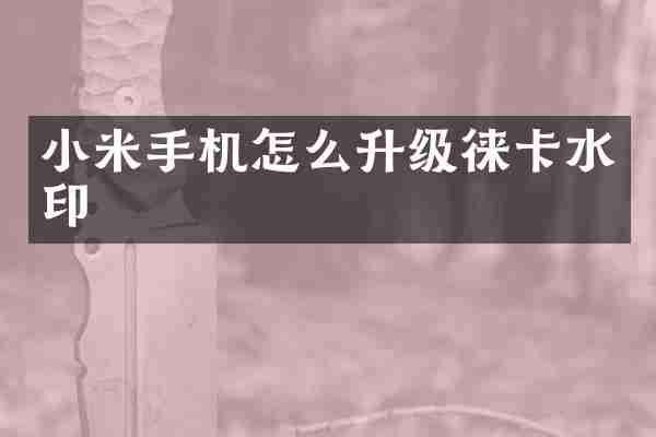 小米手机怎么升级徕卡水印