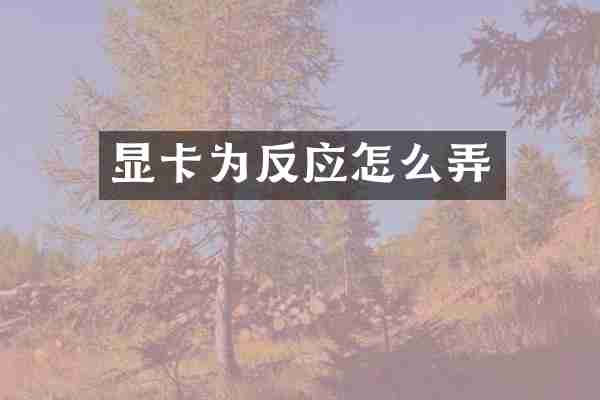 显卡为反应怎么弄