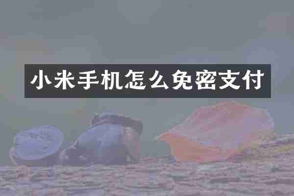 小米手机怎么免密支付