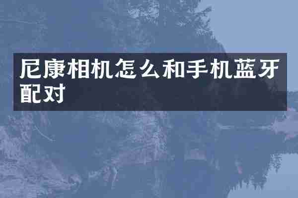 尼康相机怎么和手机蓝牙配对