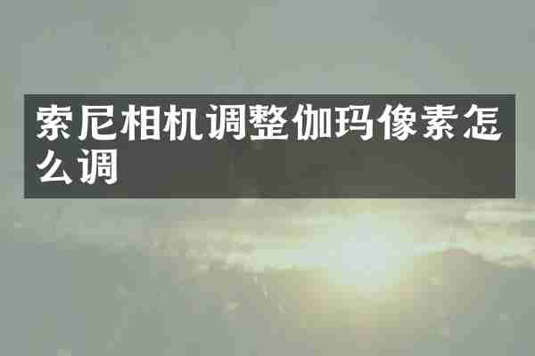 索尼相机调整伽玛像素怎么调