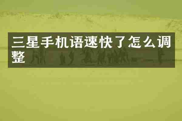 三星手机语速快了怎么调整