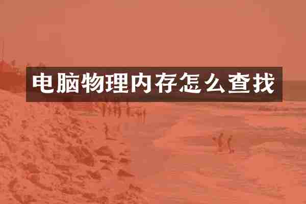 电脑物理内存怎么查找