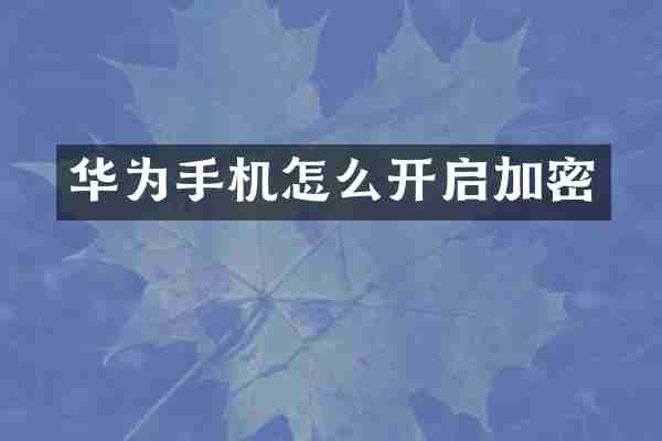 华为手机怎么开启加密