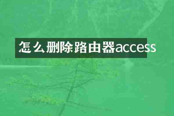 怎么删除路由器access