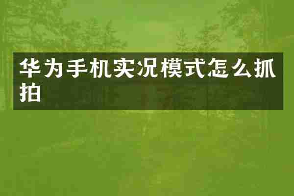 华为手机实况模式怎么抓拍