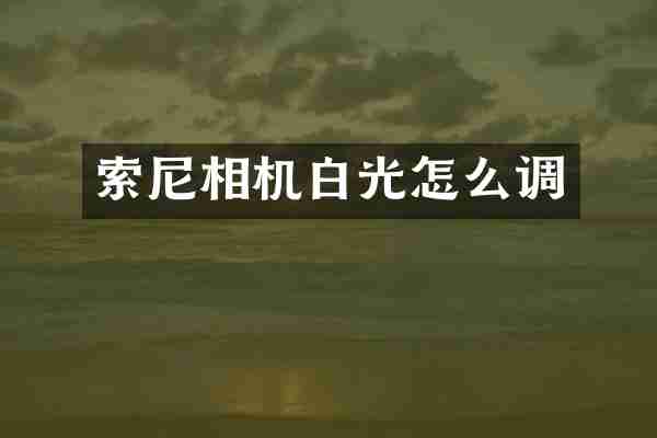 相机白光怎么调