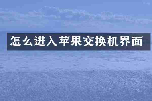 怎么进入苹果交换机界面
