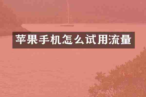 苹果手机怎么试用流量