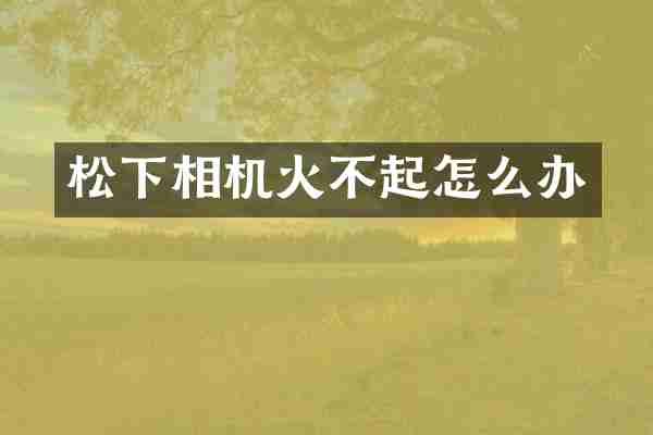 相机火不起怎么办