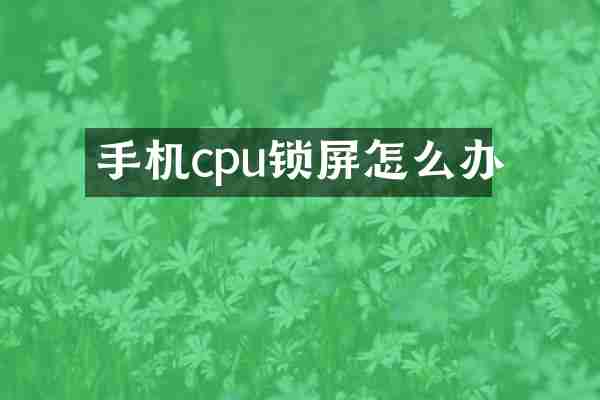 手机cpu锁屏怎么办