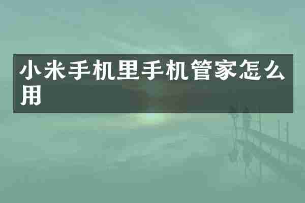 小米手机里手机管家怎么用