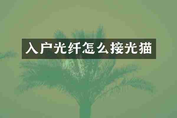 入户光纤怎么接光猫